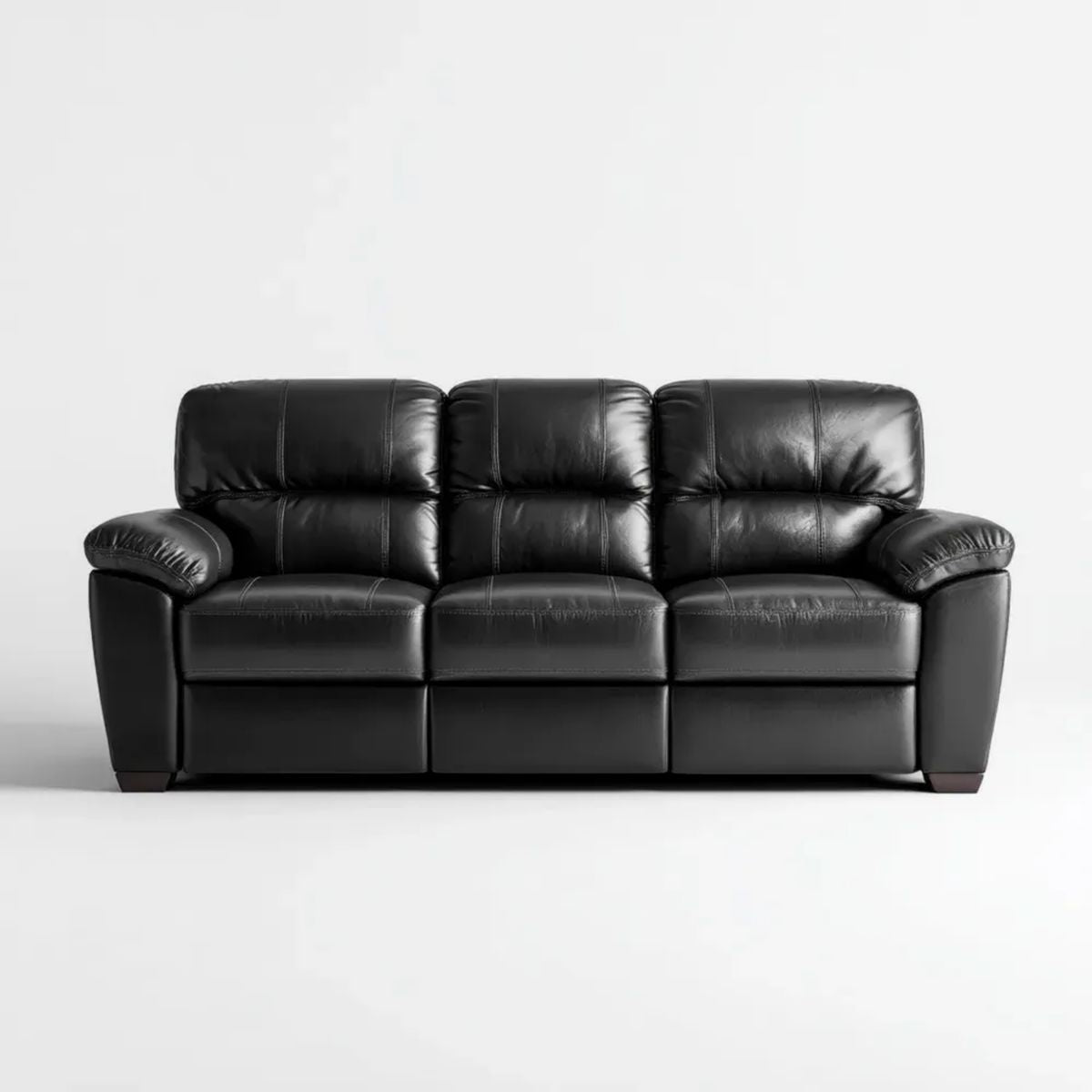 Sofa, 3-osobowa w kolorze czarnym w polipropylenowej, syntetycznej skórze, 210 x 95 x 102 cm