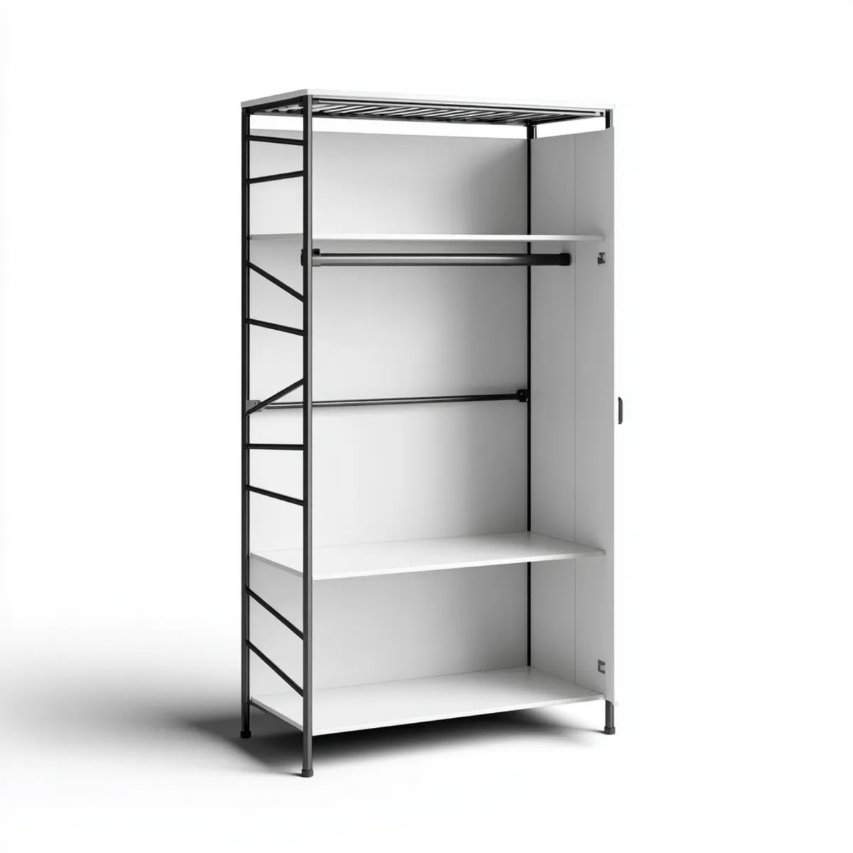 Szafa z ubraniami bar biały czarny 75 x 45 x 180 cm stali i PP