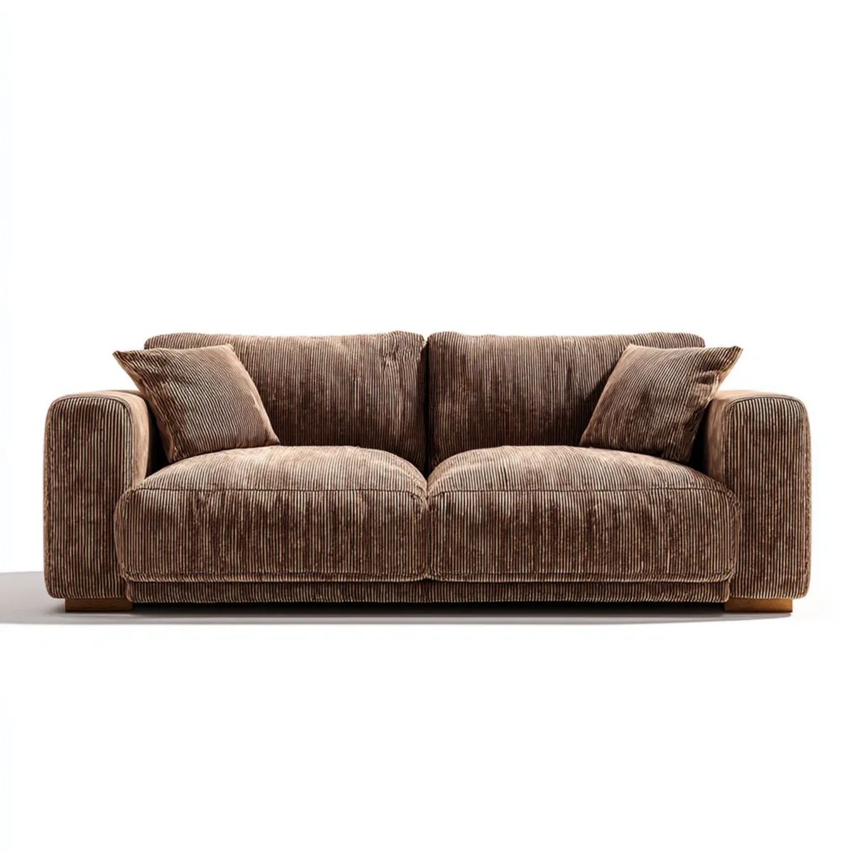 Sofa, Brązowy 2-osobowa sofa w wiórku wiórowym, 170 x 90 x 82 cm