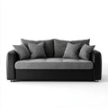 Sofa, 2-osobowa sofa ciemnoszara i czarna poliester i PU, 180 x 90 x 85 cm