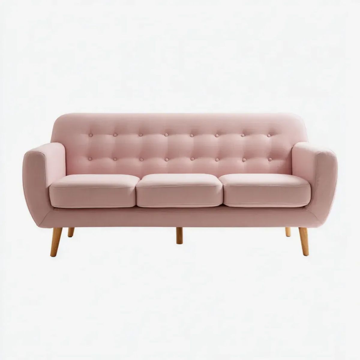 Sofa, 3-osobowa poliester sofa z lity z drewna nogi, 190 x 80 x 85 cm