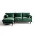 Sofa, 3-osobowa sofa w ciemnozielony poliester ephelvelt, 230 x 150 x 85 cm, lewy szezlong