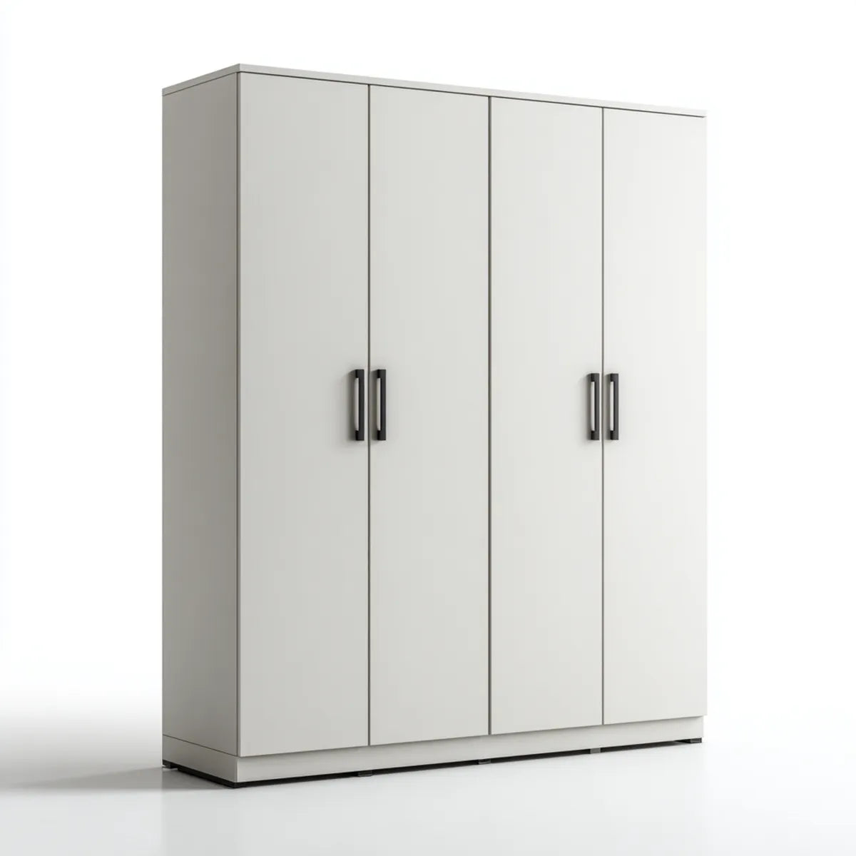Szafa 4 białe drzwi 160 x 52 x 200 cm w prostokątnym panelu melaminy