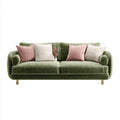 Sofa, 2 Sofa oliwkowa zielony poliester aksamit poliestrowy ephelvet 190 x 88 x 82 cm z zaokrąglonymi podpórkami