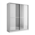 Szafa 2-drzwiowa przesuwne biały szary z lustrem 180 x 60 x 200 cm prostokątne panele
