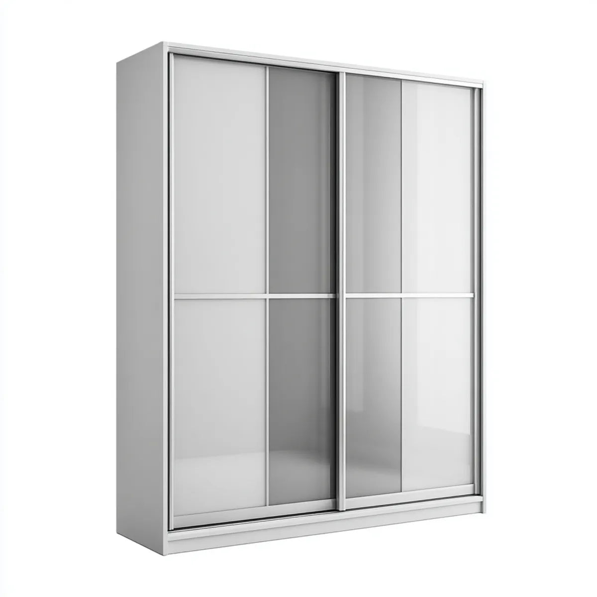 Szafa 2-drzwiowa przesuwne biały szary z lustrem 180 x 60 x 200 cm prostokątne panele