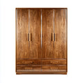 Szafa 4-drzwiowa 4 szuflady orzech włoski 180 x 60 x 220 cm MDF fornirowany prostokątna kształt