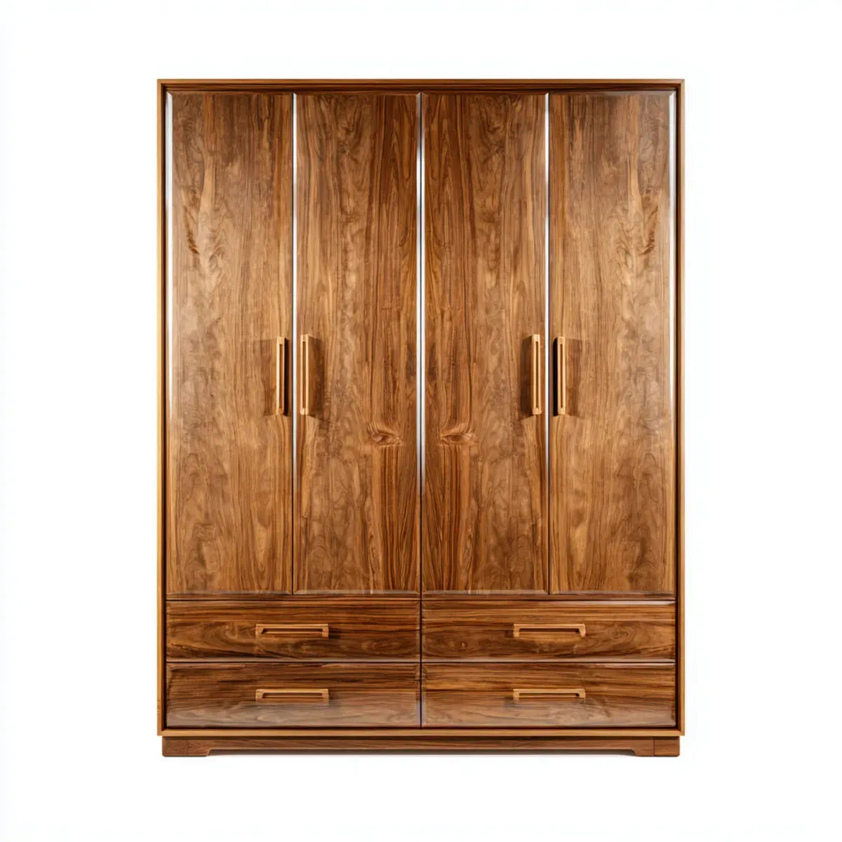 Szafa 4-drzwiowa 4 szuflady orzech włoski 180 x 60 x 220 cm MDF fornirowany prostokątna kształt