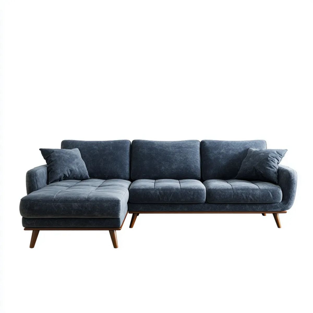 Sofa, 4 fotele Belize olejek niebieski poliester lewy narożnik sofa w Belivelvet efekt, 260 x 160 x 85 cm