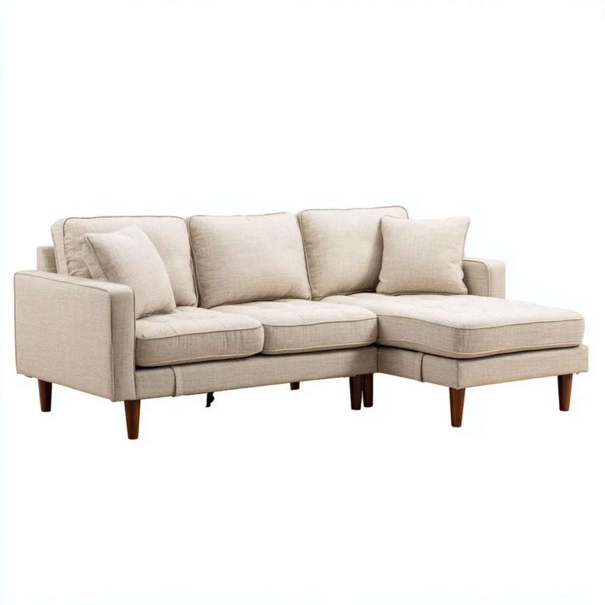Sofa, 3-osobowa poliestrowy sofa z szezlongiem w prawo 225 x 150 x 85 cm