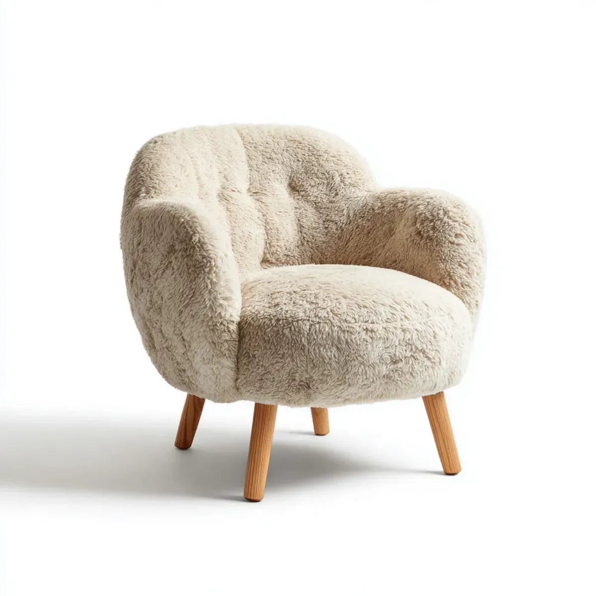 Fotel, Krem okrągłokrzesełkowy 72 x 72 x 75 cm w poliestrze i litym drewnie