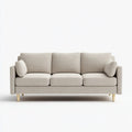 Sofa, 3-osobowa kanapa beżowa 210 x 90 x 85 cm tapicerka poliestrowa prostoliniowo wyściełana