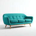 Sofa, Turkusowy 3-osobowa sofa w poliestrze z litego drewna nogi, 210 x 85 x 82 cm
