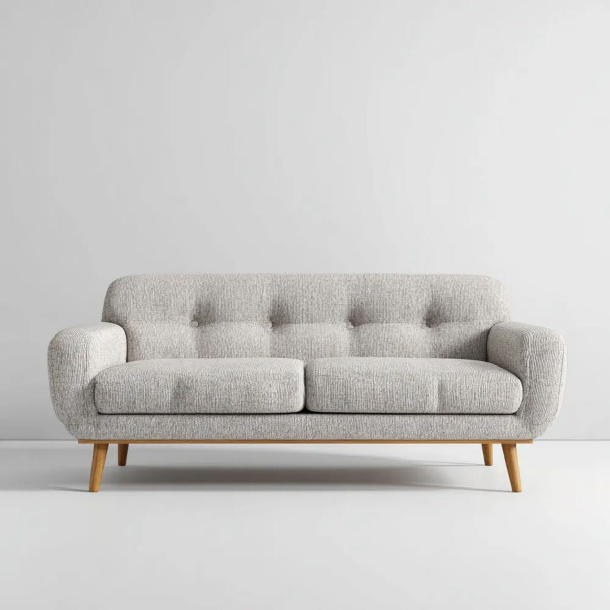Sofa, 3 kwadraty kwadratowe prostokątna sofa w kolorze niebiesko-szarym tkanina z drewnianymi nóżkami, 180 x 82 x 84 cm
