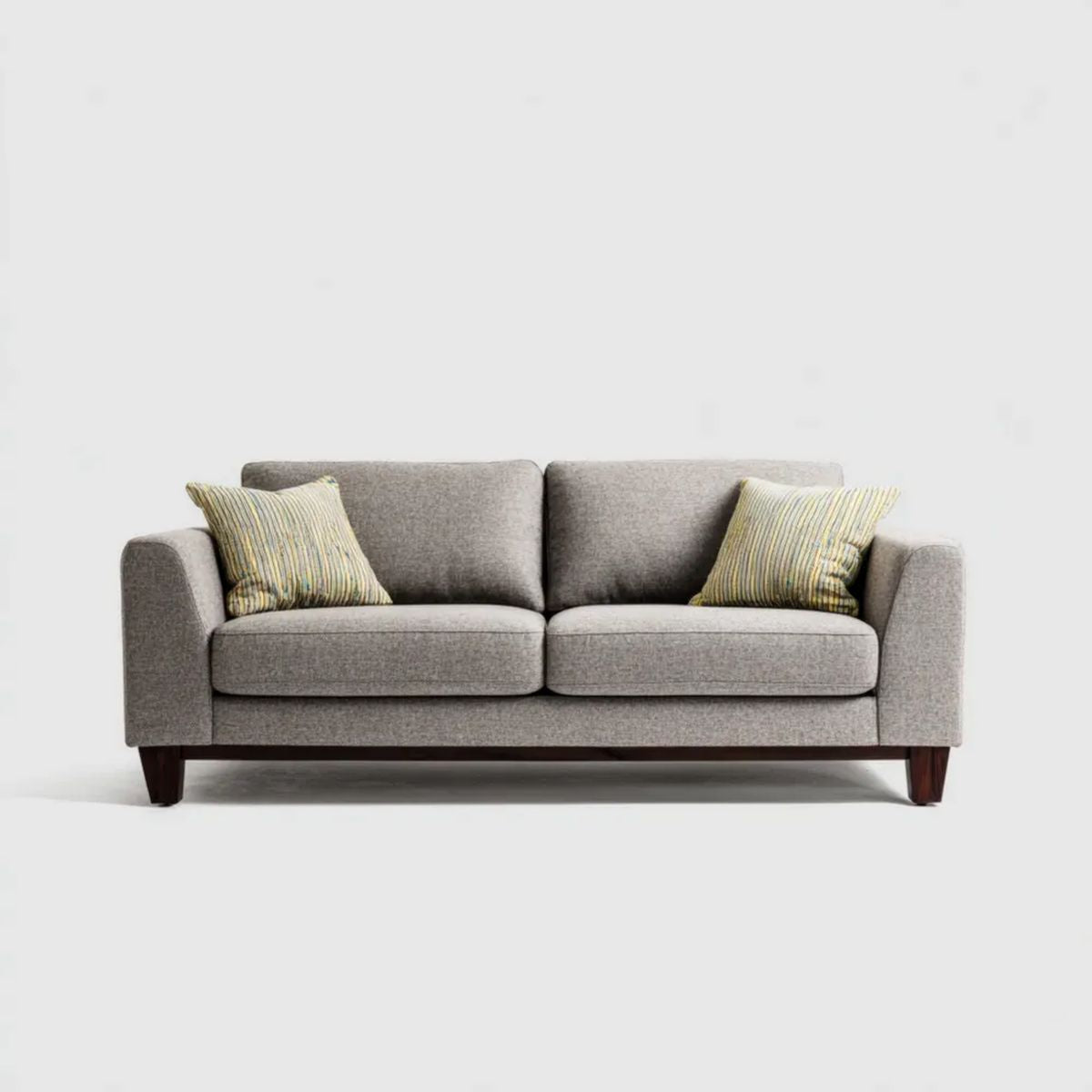 Sofa, Szara sofa w poliestrze z drewnianymi nóżkami, 180 x 85 x 86 cm