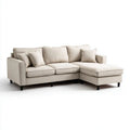 Sofa, 3-osobowa w kolorze beżowym z czarnym stopem, 250 x 160 x 85 cm