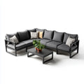 Sofa ogrodowa, Ogrodowy salon grupa siedzenia 4-częściowy grafit szary czarny aluminiowy poliester kształt litery 225 x 225 x 70 cm