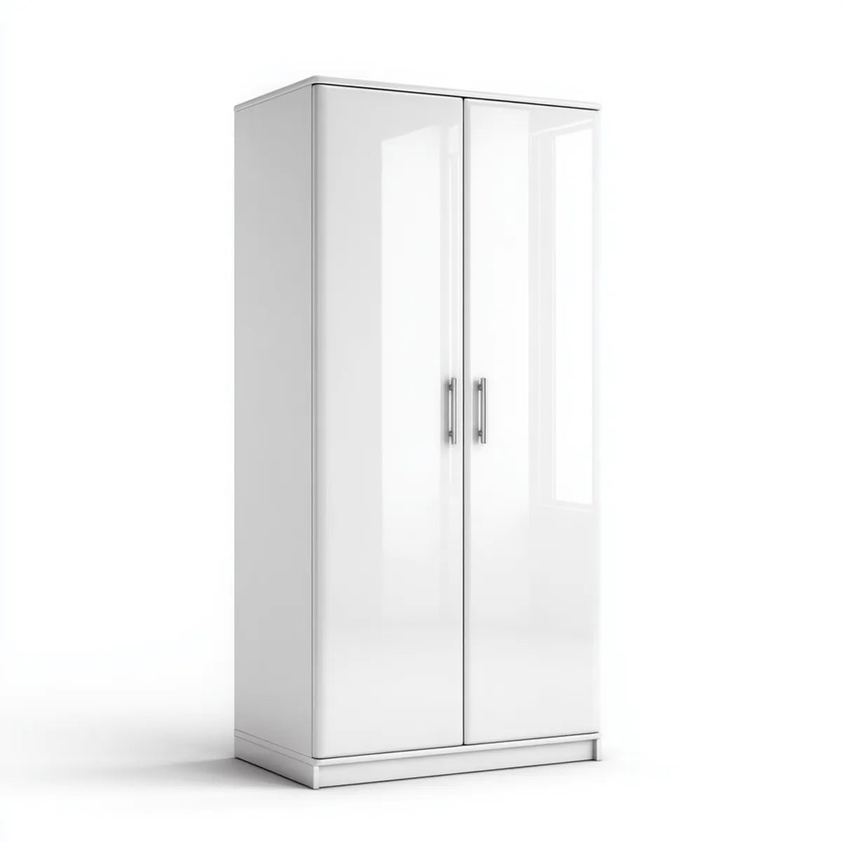Szafa 2 białe błyszczące drzwi 80 x 52 x 180 cm w prostokątnej płycie wiórowej