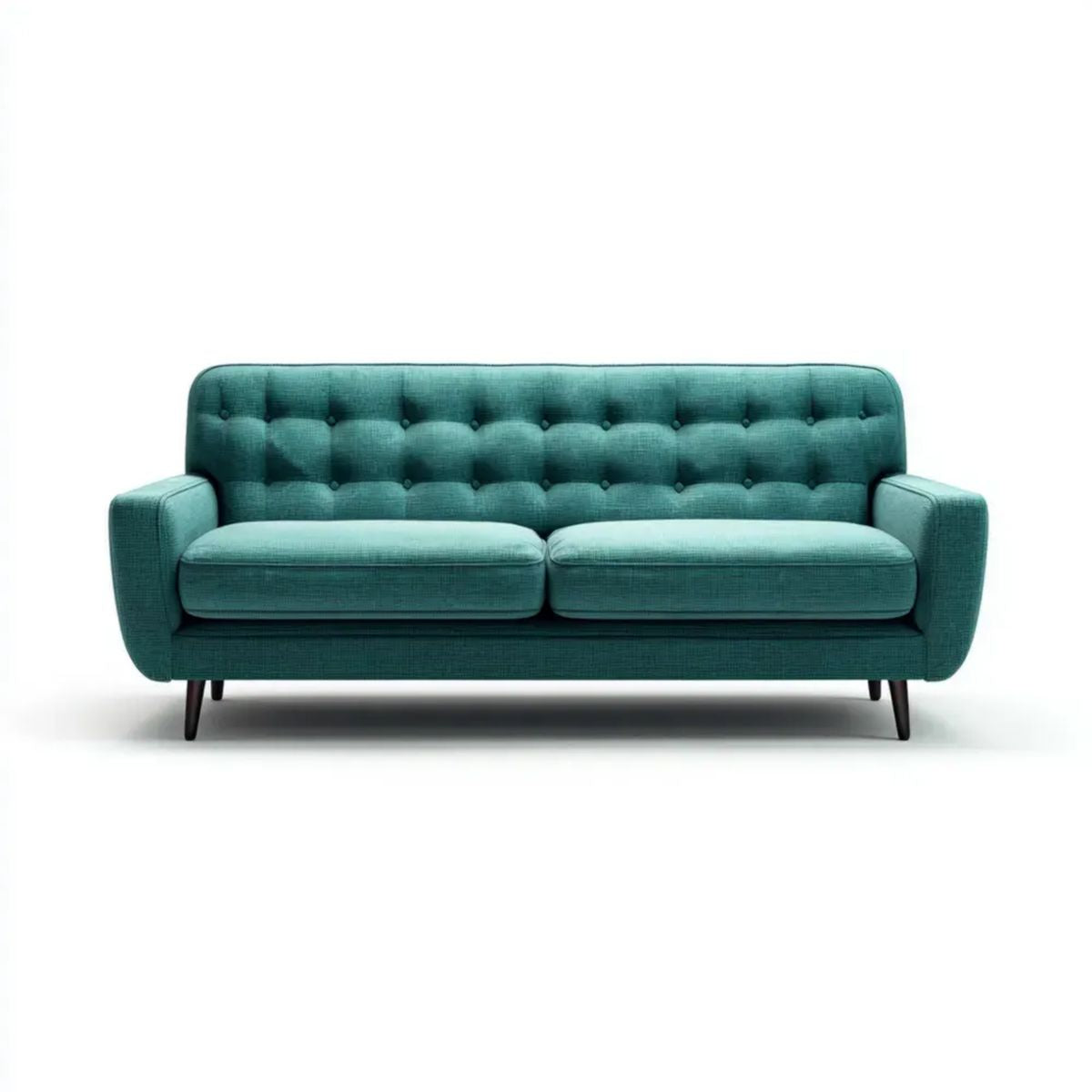 Sofa, 3-osobowa sofa w zielonym poliestrowym kaczka z czarnym nóżkami, 180 x 82 x 85 cm