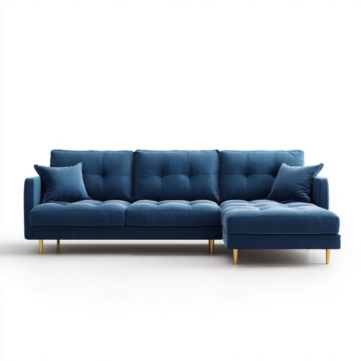 Sofa, 4 Bethonnight Bethinblue Bethinvelvet Bethinbet sofa z prostopadłym kątem, 250 x 160 x 85 cm