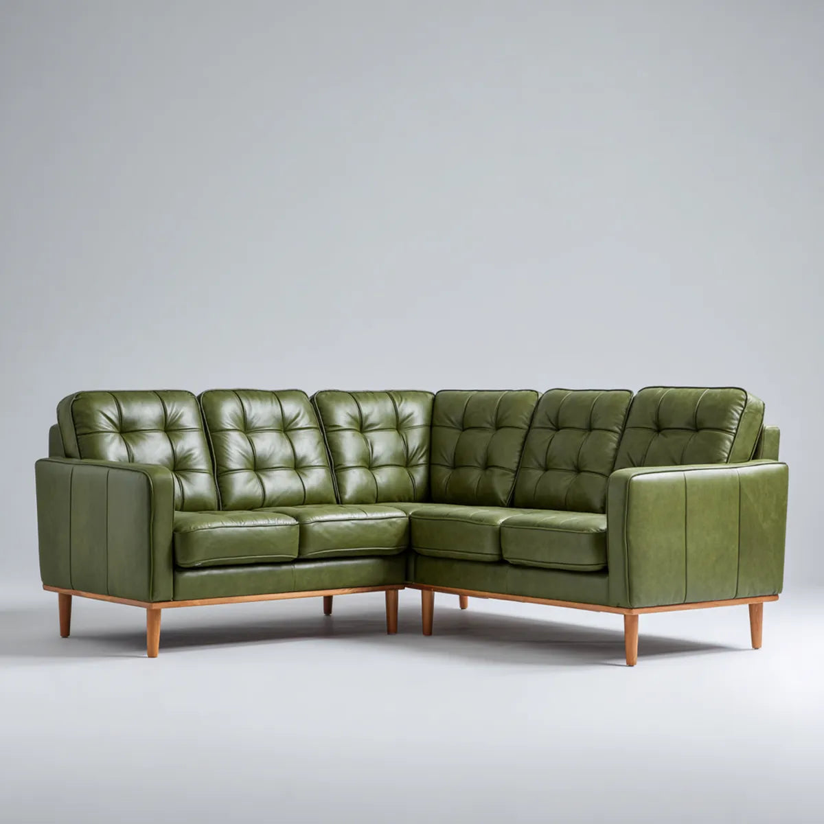 Sofa, Kanapa narożna Zielona 5-osobowa 280 x 210 x 88 cm sztuczna skóra