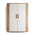 Szafa 2 białe drzwi i dąb 100 x 52 x 190 cm w prostokątnym panelu MDF
