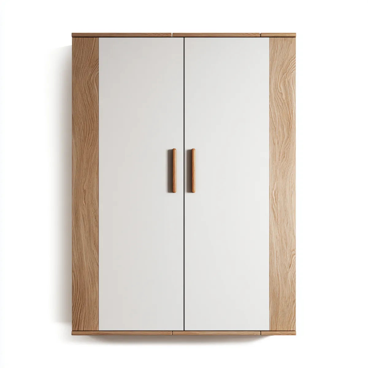 Szafa 2 białe drzwi i dąb 100 x 52 x 190 cm w prostokątnym panelu MDF